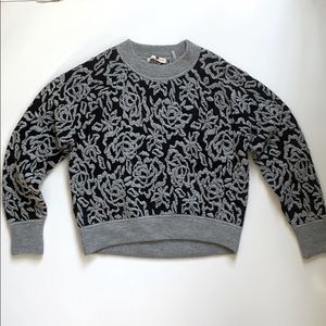 New Rebecca Taylor floral sweater gray size S